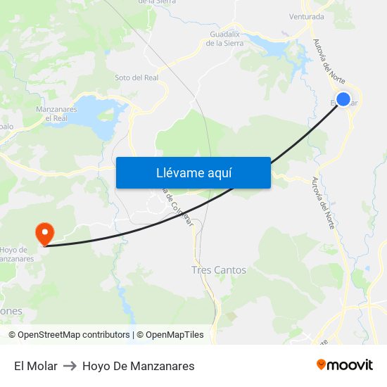 El Molar to Hoyo De Manzanares map