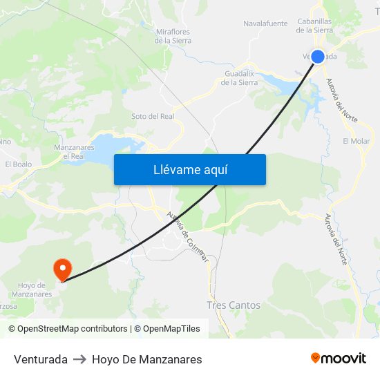Venturada to Hoyo De Manzanares map