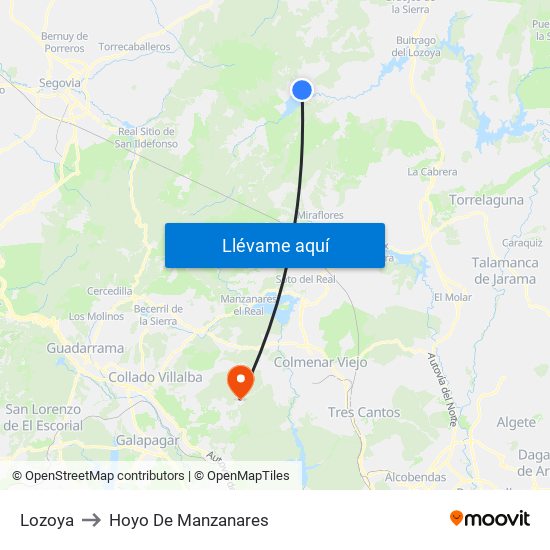 Lozoya to Hoyo De Manzanares map