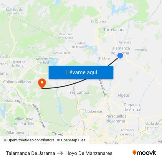 Talamanca De Jarama to Hoyo De Manzanares map