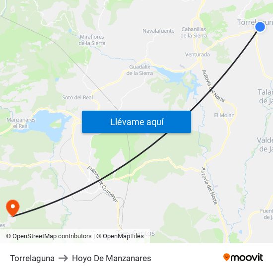 Torrelaguna to Hoyo De Manzanares map