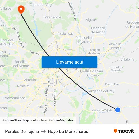 Perales De Tajuña to Hoyo De Manzanares map
