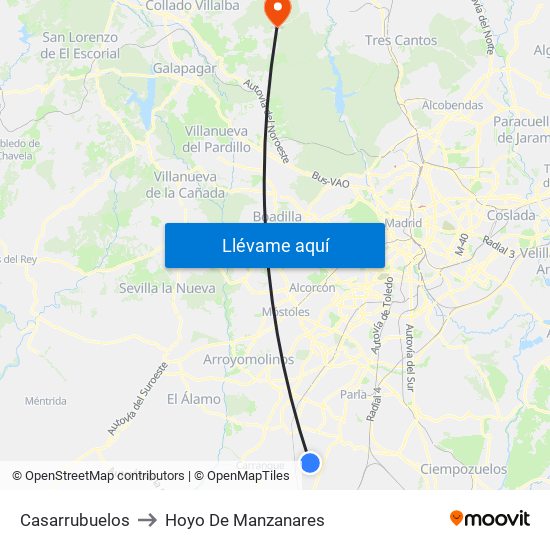 Casarrubuelos to Hoyo De Manzanares map