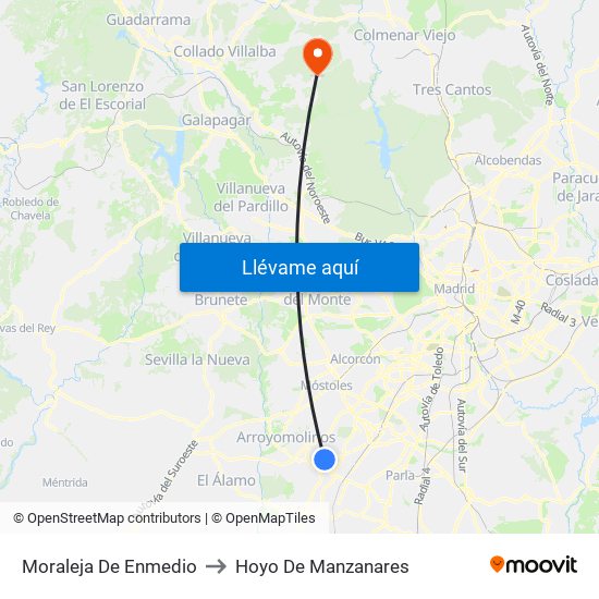 Moraleja De Enmedio to Hoyo De Manzanares map