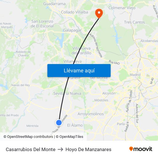 Casarrubios Del Monte to Hoyo De Manzanares map