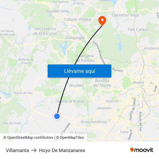 Villamanta to Hoyo De Manzanares map