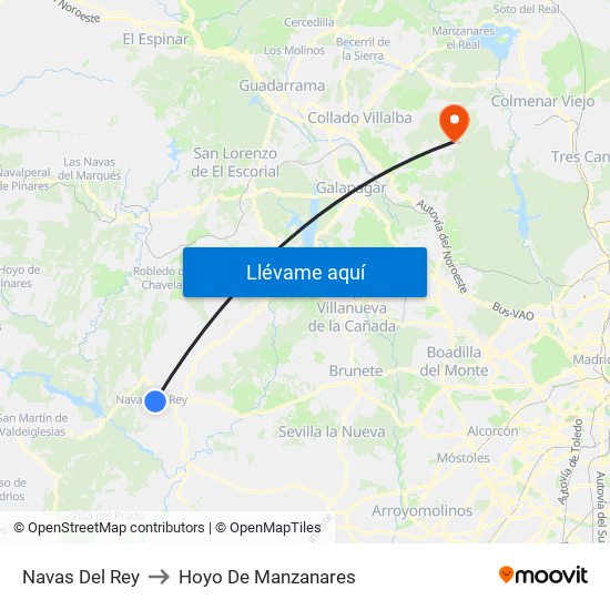 Navas Del Rey to Hoyo De Manzanares map