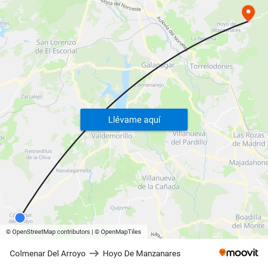 Colmenar Del Arroyo to Hoyo De Manzanares map