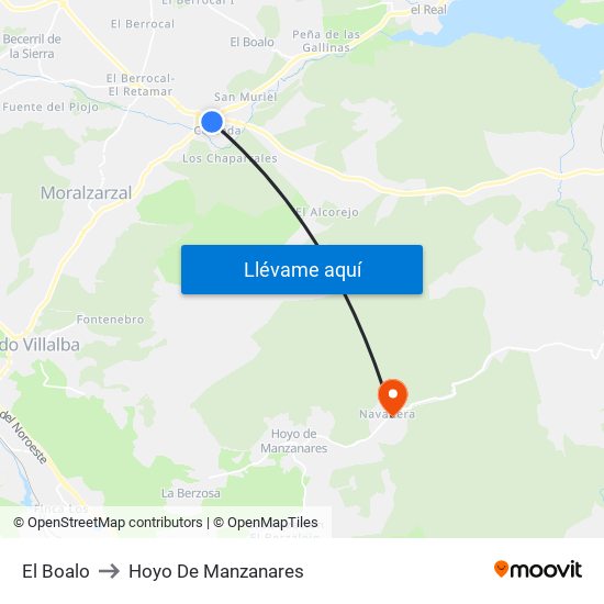 El Boalo to Hoyo De Manzanares map