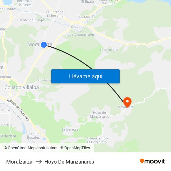 Moralzarzal to Hoyo De Manzanares map