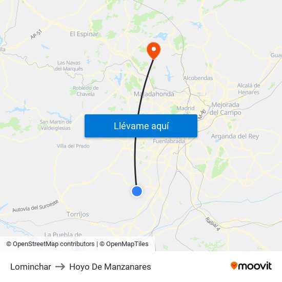 Lominchar to Hoyo De Manzanares map