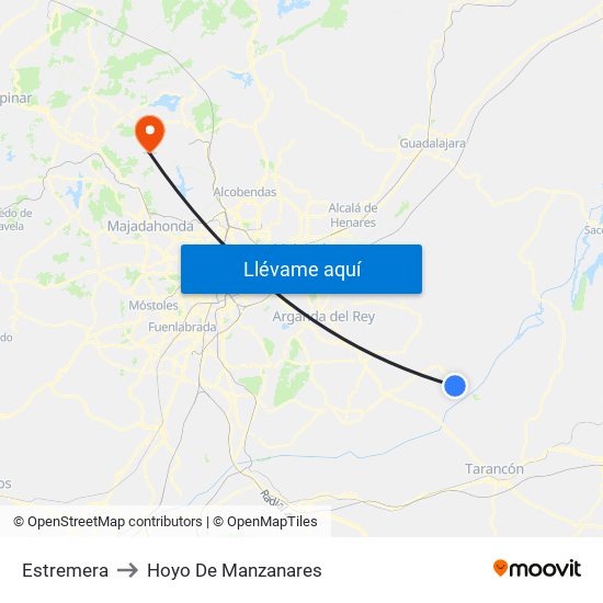 Estremera to Hoyo De Manzanares map