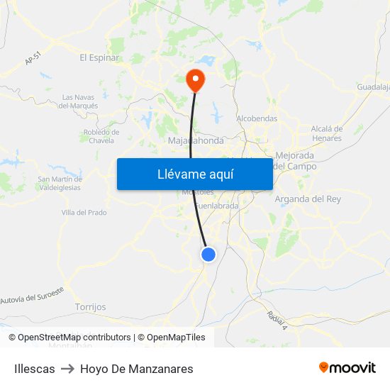 Illescas to Hoyo De Manzanares map