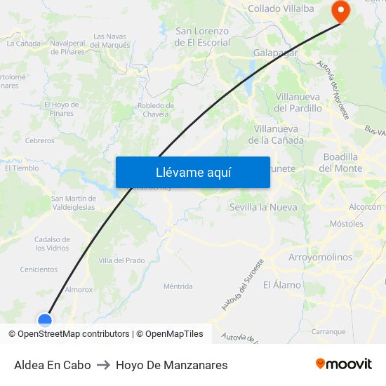 Aldea En Cabo to Hoyo De Manzanares map