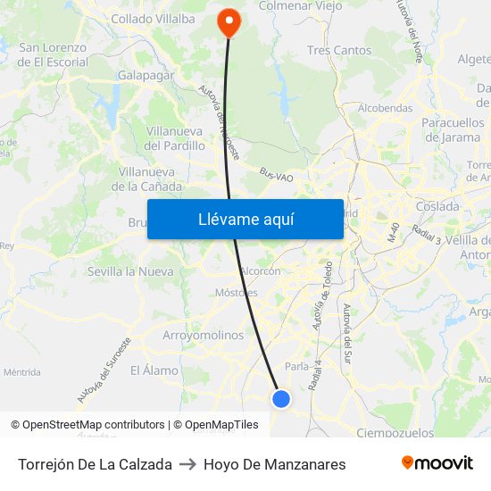 Torrejón De La Calzada to Hoyo De Manzanares map