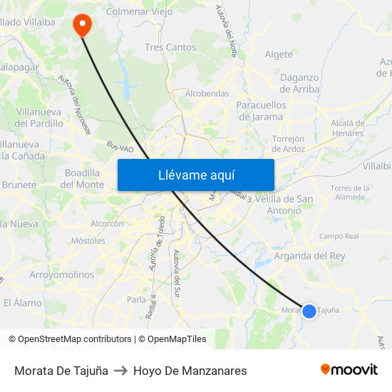 Morata De Tajuña to Hoyo De Manzanares map