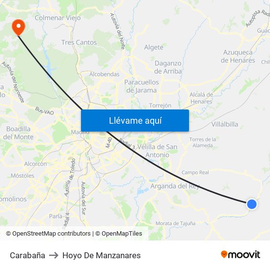 Carabaña to Hoyo De Manzanares map