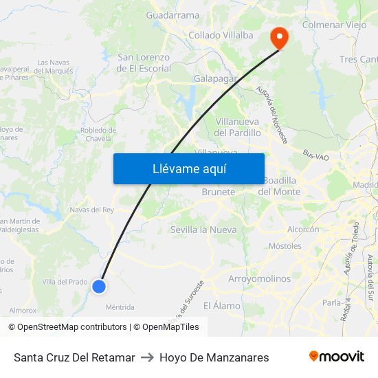 Santa Cruz Del Retamar to Hoyo De Manzanares map