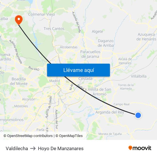 Valdilecha to Hoyo De Manzanares map