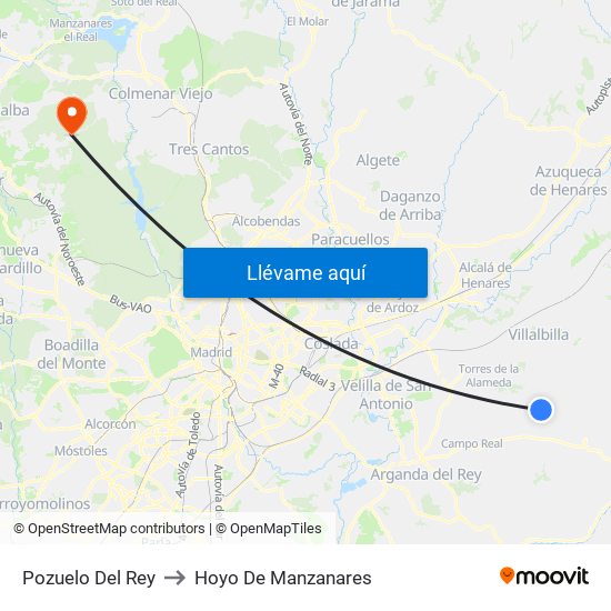 Pozuelo Del Rey to Hoyo De Manzanares map
