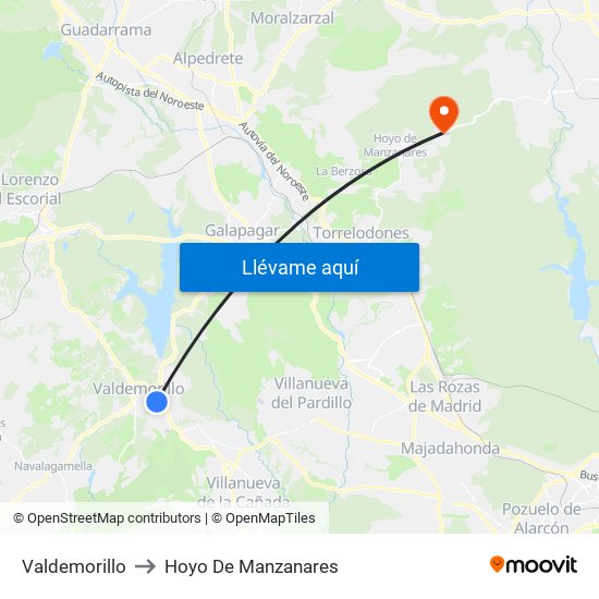 Valdemorillo to Hoyo De Manzanares map
