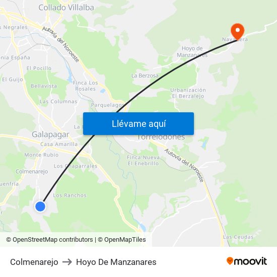 Colmenarejo to Hoyo De Manzanares map