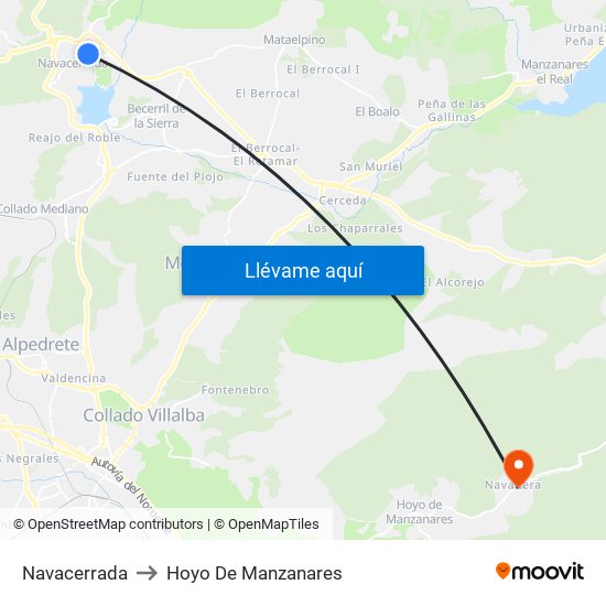 Navacerrada to Hoyo De Manzanares map