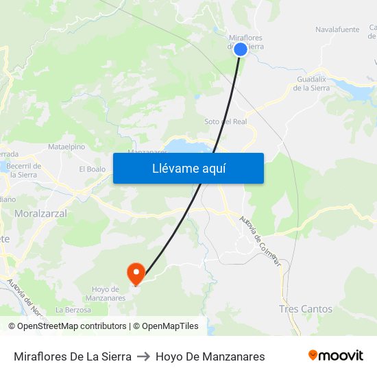Miraflores De La Sierra to Hoyo De Manzanares map