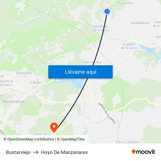 Bustarviejo to Hoyo De Manzanares map