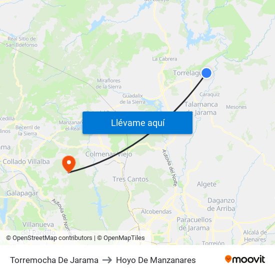 Torremocha De Jarama to Hoyo De Manzanares map