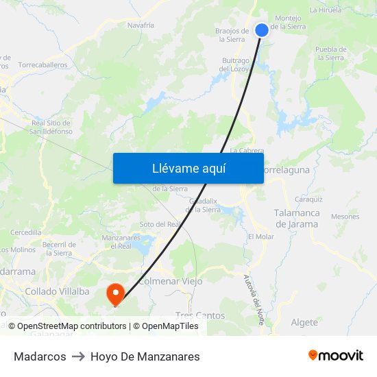 Madarcos to Hoyo De Manzanares map