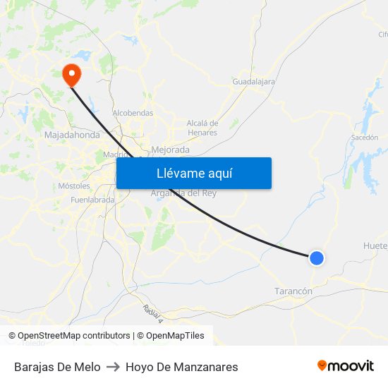 Barajas De Melo to Hoyo De Manzanares map