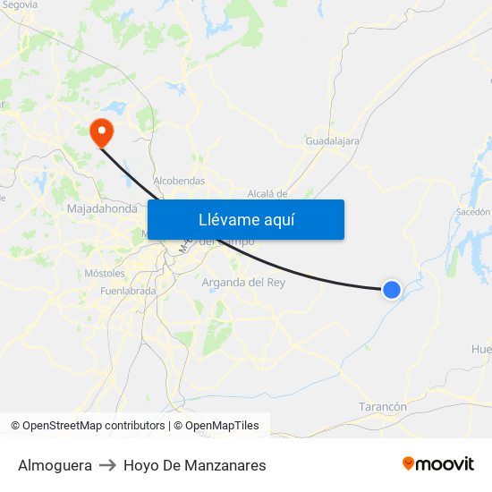 Almoguera to Hoyo De Manzanares map