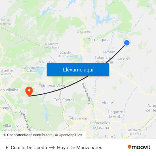 El Cubillo De Uceda to Hoyo De Manzanares map
