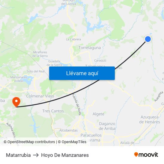 Matarrubia to Hoyo De Manzanares map