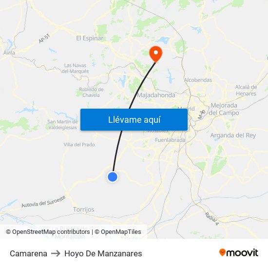 Camarena to Hoyo De Manzanares map