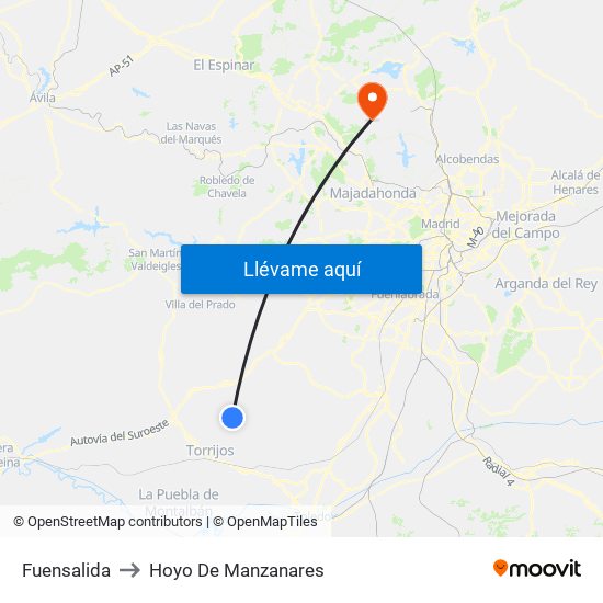 Fuensalida to Hoyo De Manzanares map