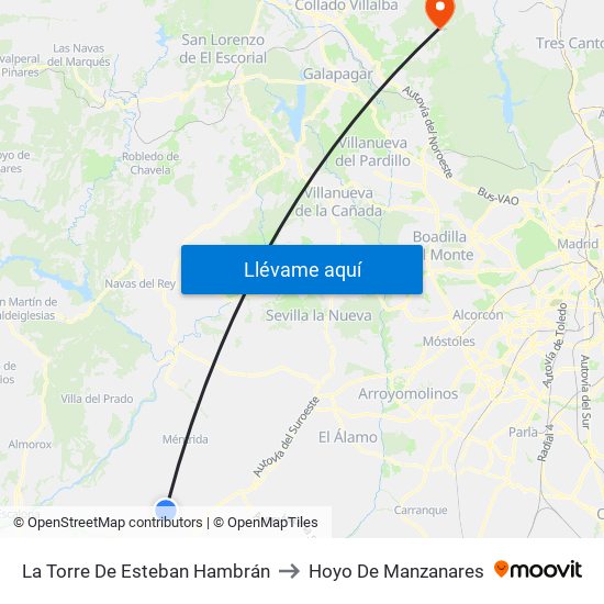 La Torre De Esteban Hambrán to Hoyo De Manzanares map