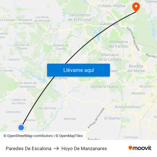 Paredes De Escalona to Hoyo De Manzanares map