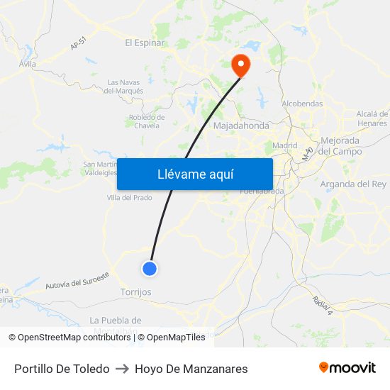 Portillo De Toledo to Hoyo De Manzanares map
