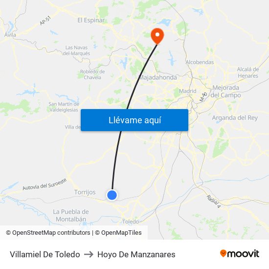 Villamiel De Toledo to Hoyo De Manzanares map