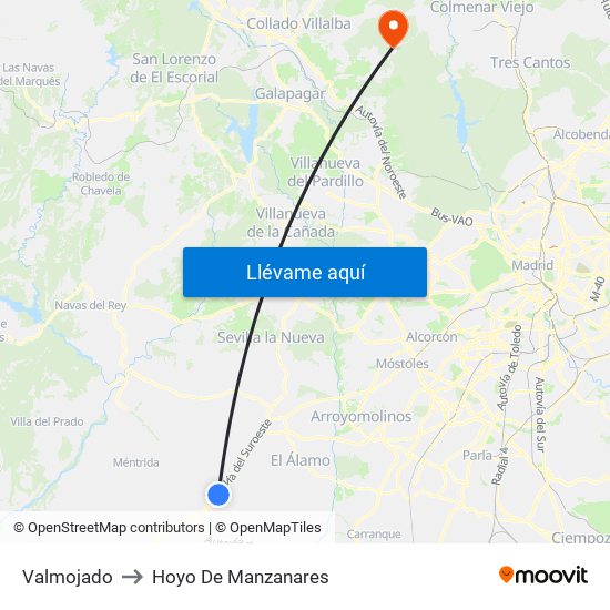 Valmojado to Hoyo De Manzanares map