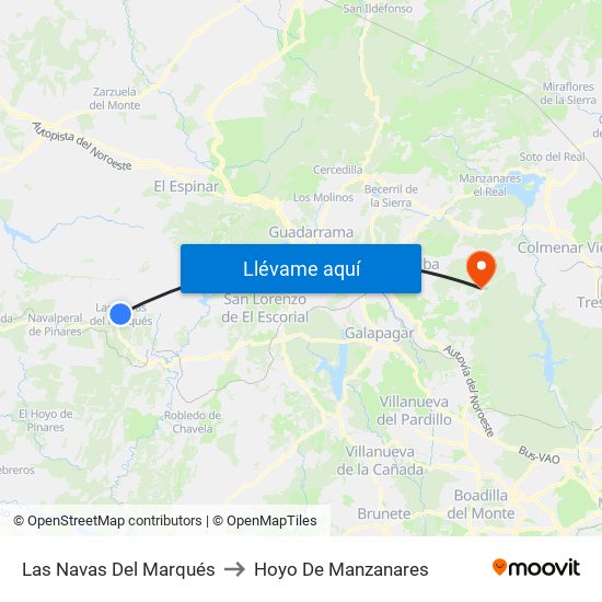 Las Navas Del Marqués to Hoyo De Manzanares map