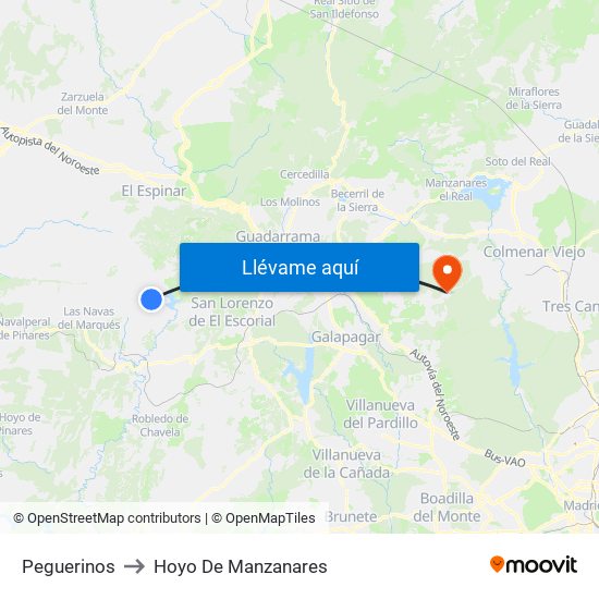 Peguerinos to Hoyo De Manzanares map