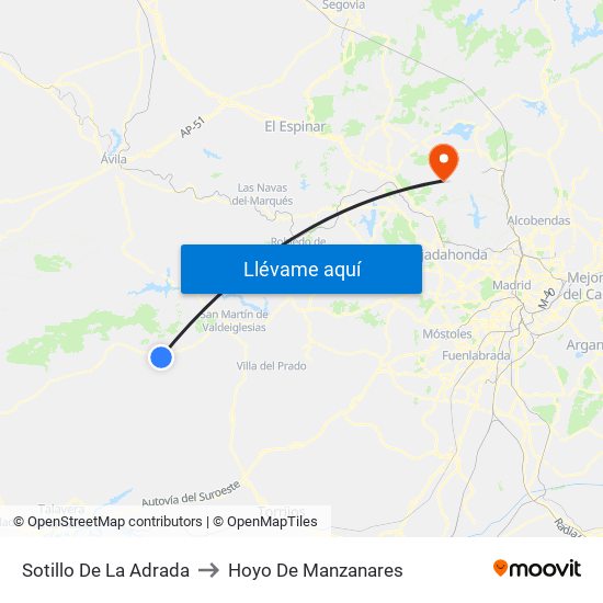 Sotillo De La Adrada to Hoyo De Manzanares map