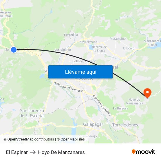 El Espinar to Hoyo De Manzanares map