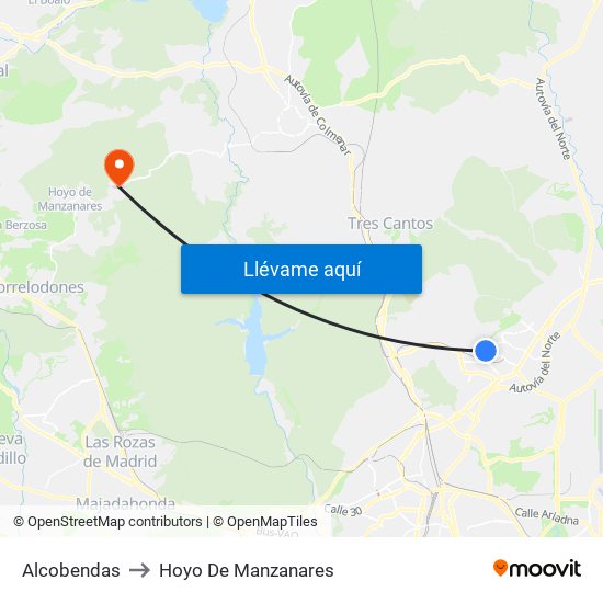 Alcobendas to Hoyo De Manzanares map