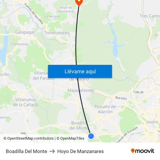 Boadilla Del Monte to Hoyo De Manzanares map