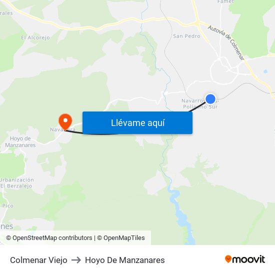 Colmenar Viejo to Hoyo De Manzanares map