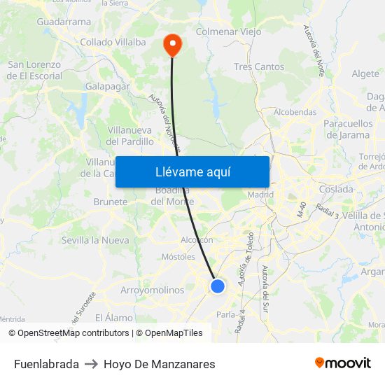 Fuenlabrada to Hoyo De Manzanares map